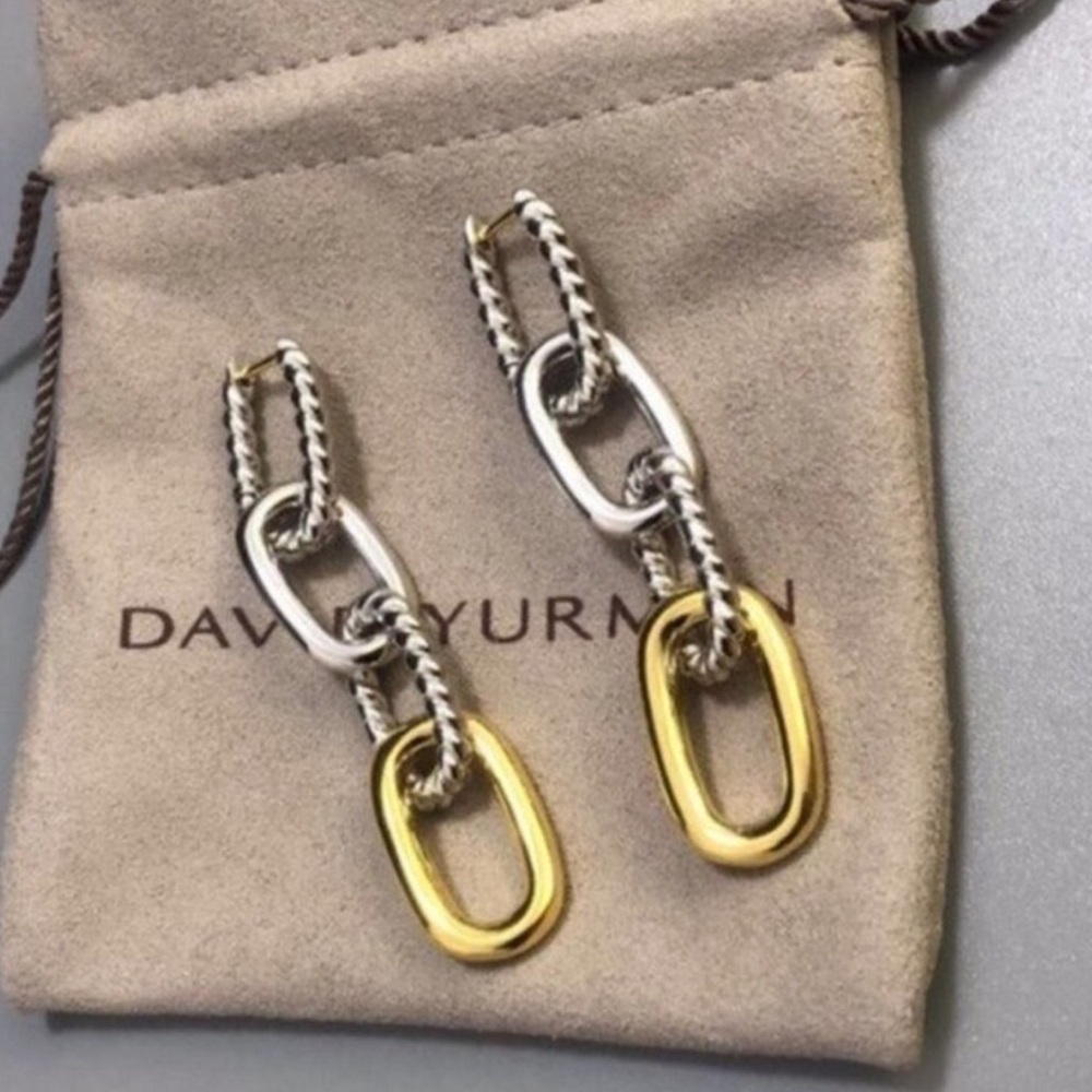 David Yurman Silver and Gold Earrings